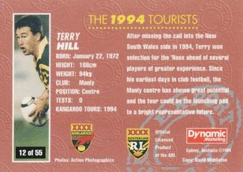 1994 Dynamic Kangaroo Heroes #12 Terry Hill Back